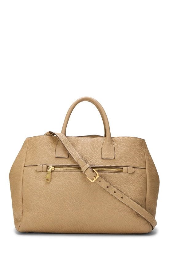 Brown Vitello Daino Convertible Zip Tote, , large image number 3