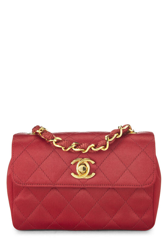 Red Quilted Satin Half Flap Micro, , large image number 0