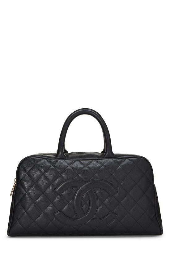 Black Quilted Caviar Bowler Small, , large image number 0