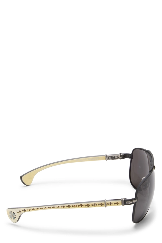 Black Metal Double D Aviator Sunglasses, , large image number 3