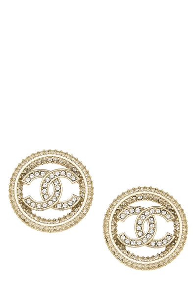 Gold Crystal 'CC' Circle Earrings