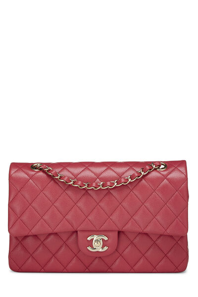 Pink Quilted Caviar Classic Double Flap Medium