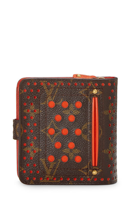 Orange Monogram Perforated Zippy Compact Wallet , , large image number 3