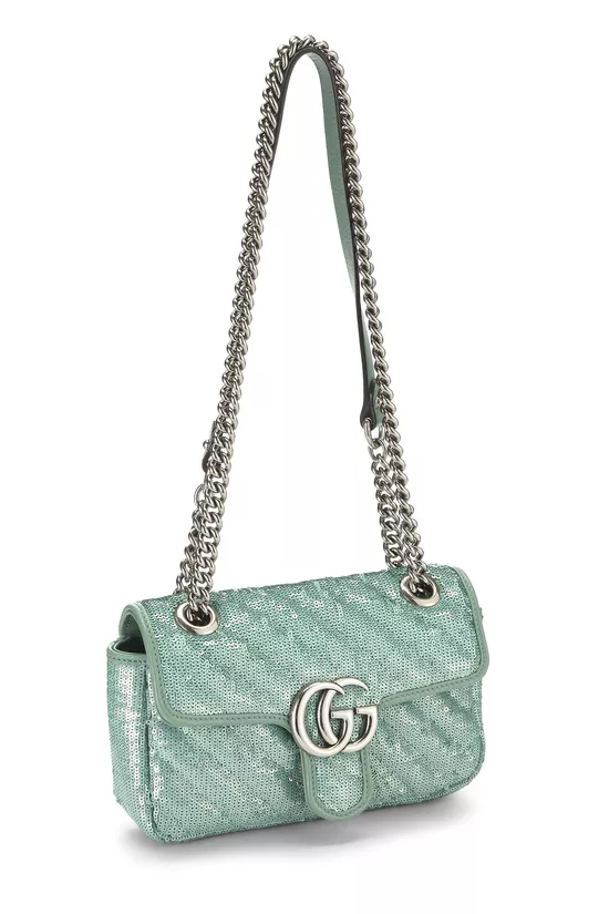 Blue Sequin GG Marmont Shoulder Bag Mini, , large image number 1