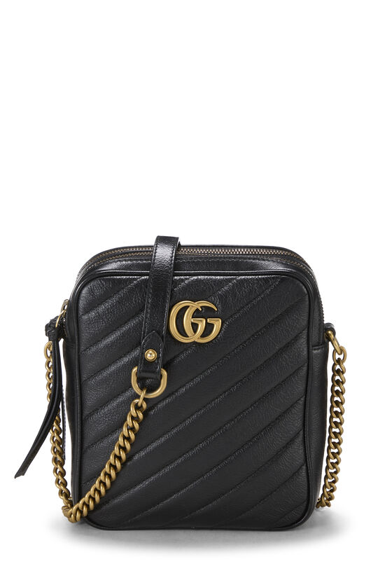 Black Leather GG Marmont Double Zip Crossbody Bag Small, , large image number 0