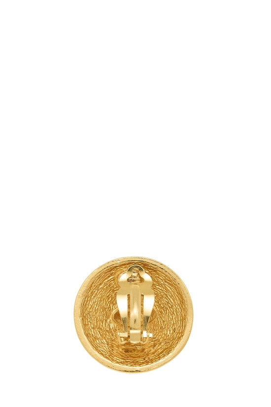 Gold Quilted Round Earrings Large, , large image number 1