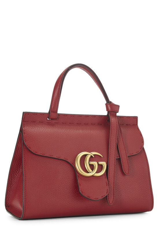 Pre-Owned Red Leather GG Marmont Top Handle Flap Bag Mini