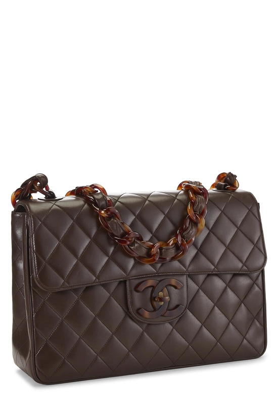 Pre-Owned Brown Lambskin Half Flap Jumbo Q6B0271I04001