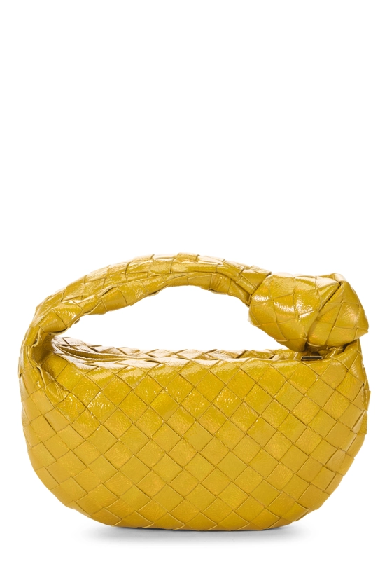 Yellow Patent Leather Intrecciato Jodie Mini, , large image number 3