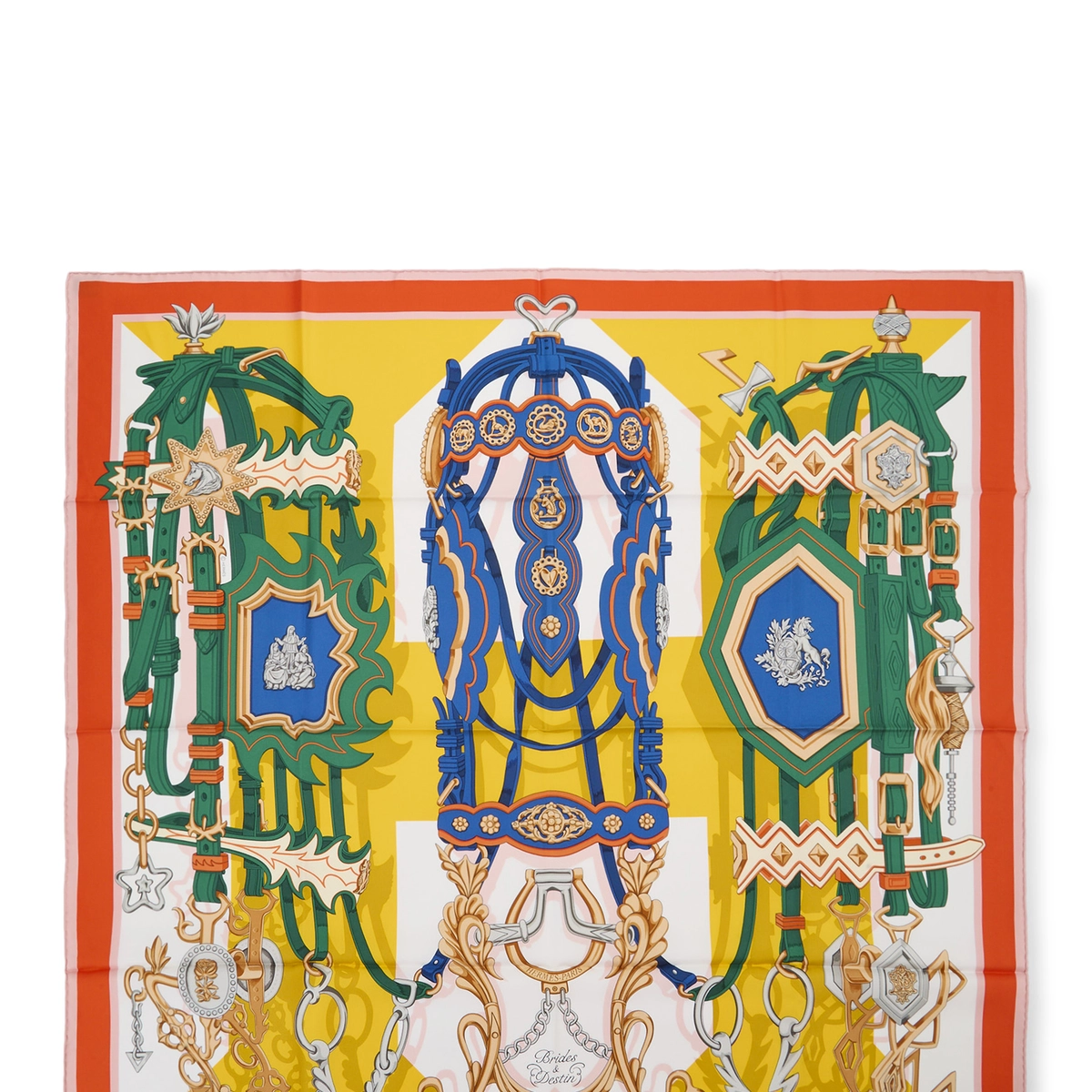 Hermès Pink & Multicolor 'Brides et Destin' Silk Scarf 90