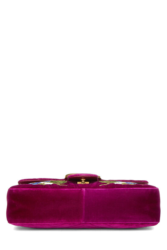 Purple Velvet 'LOVED' Marmont Shoulder Bag, , large image number 4