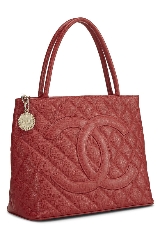 Red Quilted Caviar Medallion Tote, , large image number 1