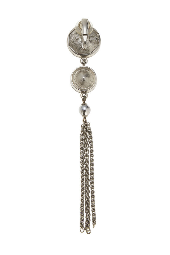 Chanel Silver & Crystal Tassel Chain Dangle Earrings Q6J4KD2OVB000