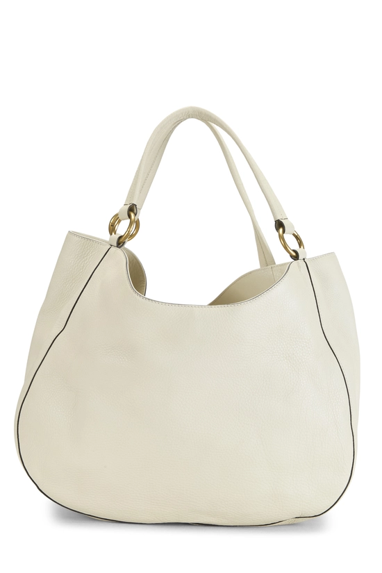 White Grained Leather Hobo, , large image number 3