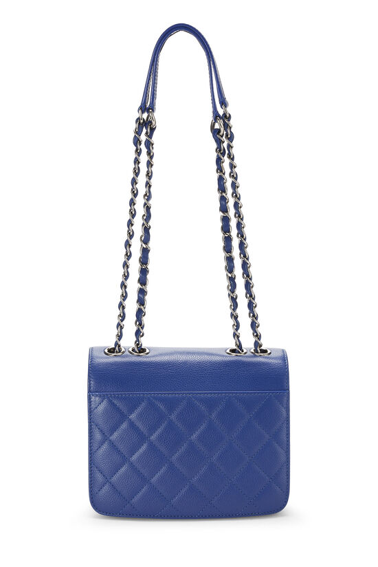 Blue Quilted Leather 'CC' Classic Flap Bag