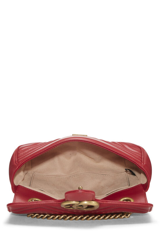 Red Leather GG Marmont Shoulder Bag Mini, , large image number 5