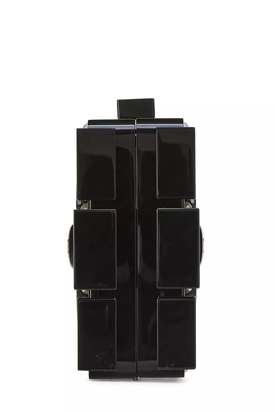 Black Plexiglass Faux Pearl Boy Brick Clutch, , large image number 2