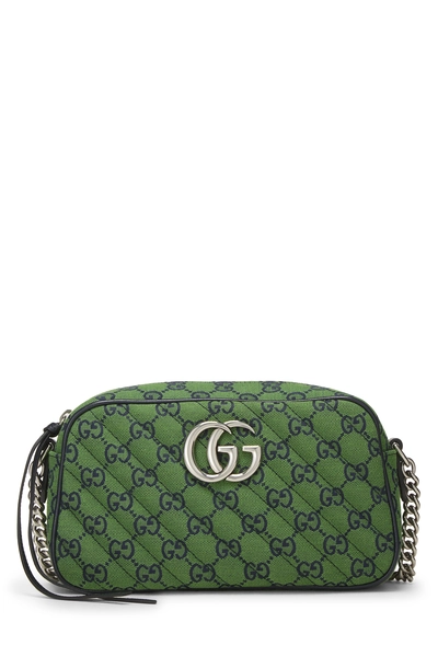 Green Canvas GG Marmont Crossbody Small