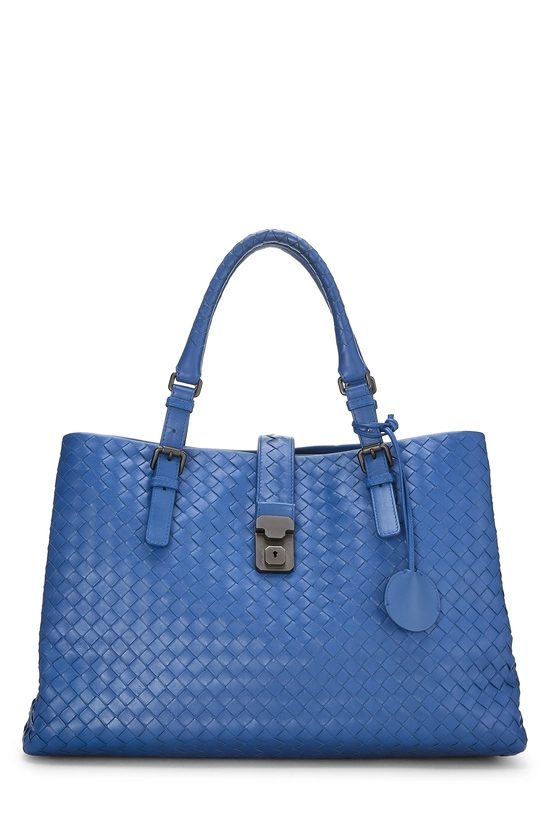 Blue Intrecciato Roma Tote Medium, , large image number 0