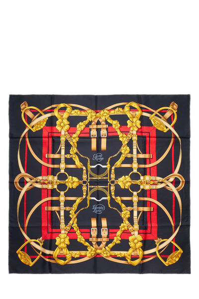 Black & Multicolor 'Grand Manege' Silk Scarf 90