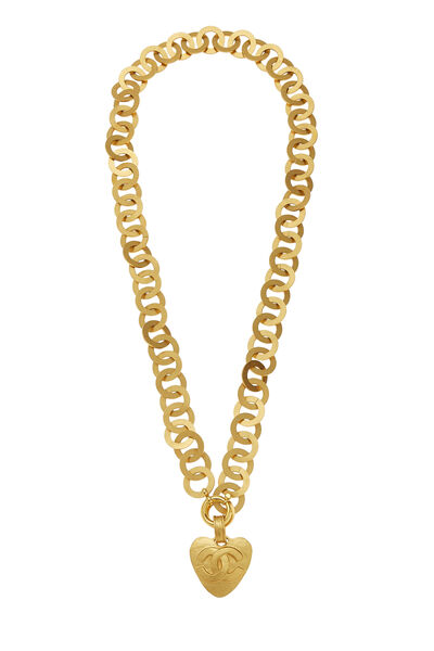 Gold 'CC' Heart Chain Necklace