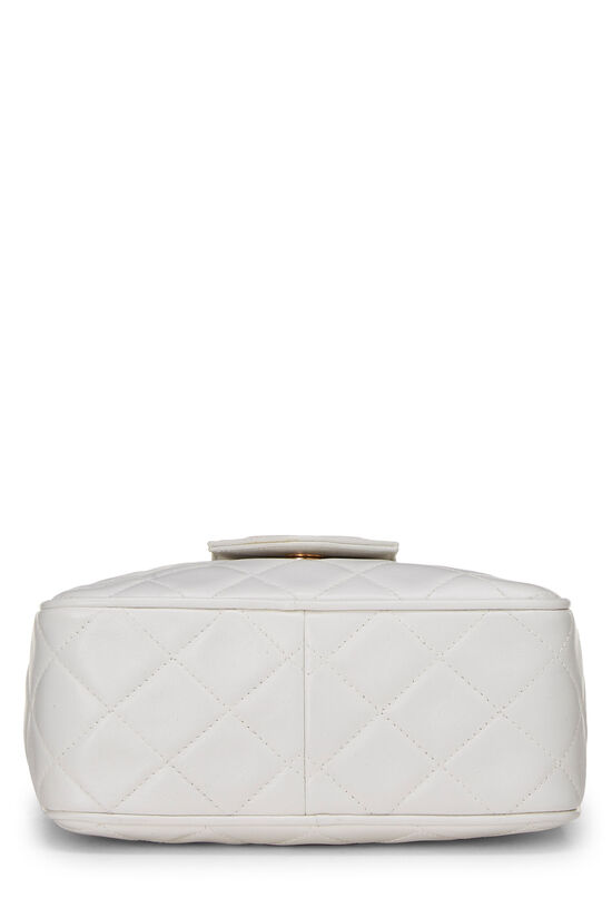 White Quilted Lambskin Pocket Camera Bag Mini