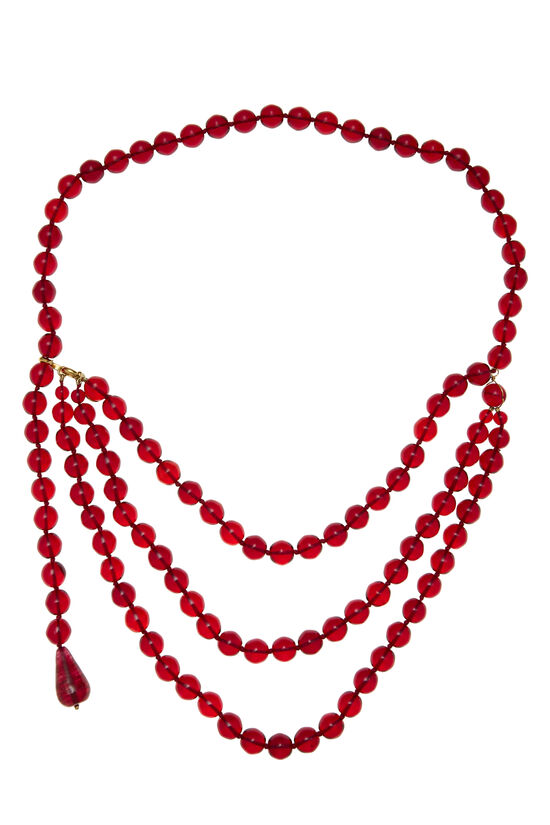 Red Beaded Gripoix Belt 3, , large image number 0