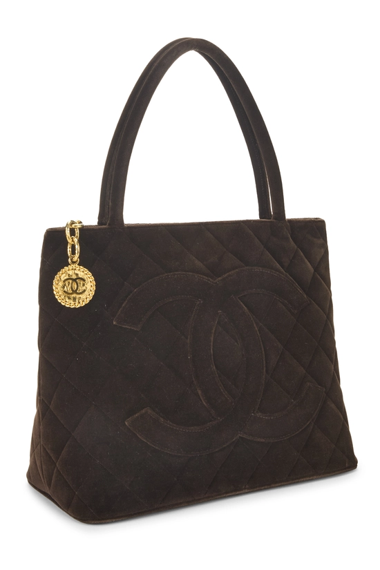 Brown Quilted Velvet Medallion Tote, , large image number 1