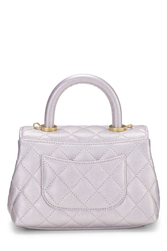 Iridescent Pink Quilted Caviar Coco Handle Bag Mini