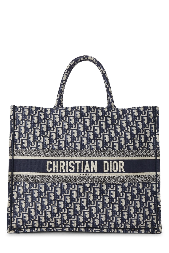 Navy Oblique Canvas Book Tote Large, , large image number 0