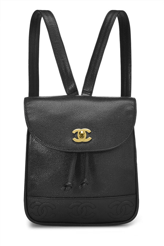 Chanel Vintage Black Quilted Lambskin Tassel CC Mini Bucket Bag