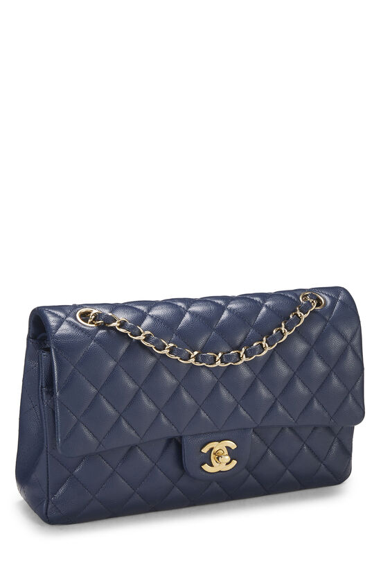 Navy Quilted Caviar Classic Double Flap Medium, , large image number 1