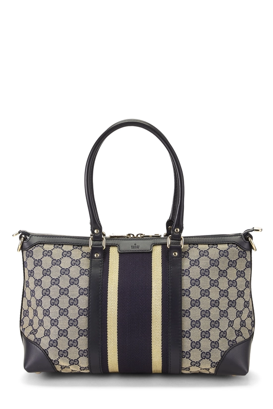 Navy GG Canvas Vintage Web Convertible Tote, , large image number 0