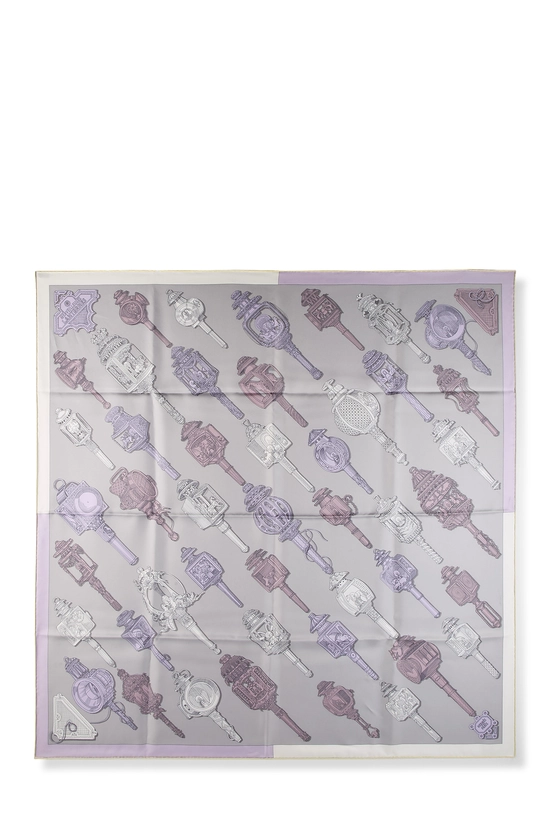 Purple & Multicolor 'Merveilleuses Lanternes' Silk Scarf 90, , large image number 0