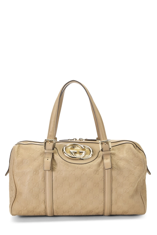 Beige Guccissima Leather Web Britt Boston Bag, , large image number 0