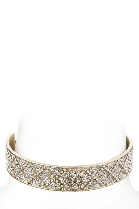 Gold Faux Pearl Choker, , large image number 0