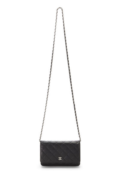 Black Quilted Lambskin Wallet on Chain (WOC), , large