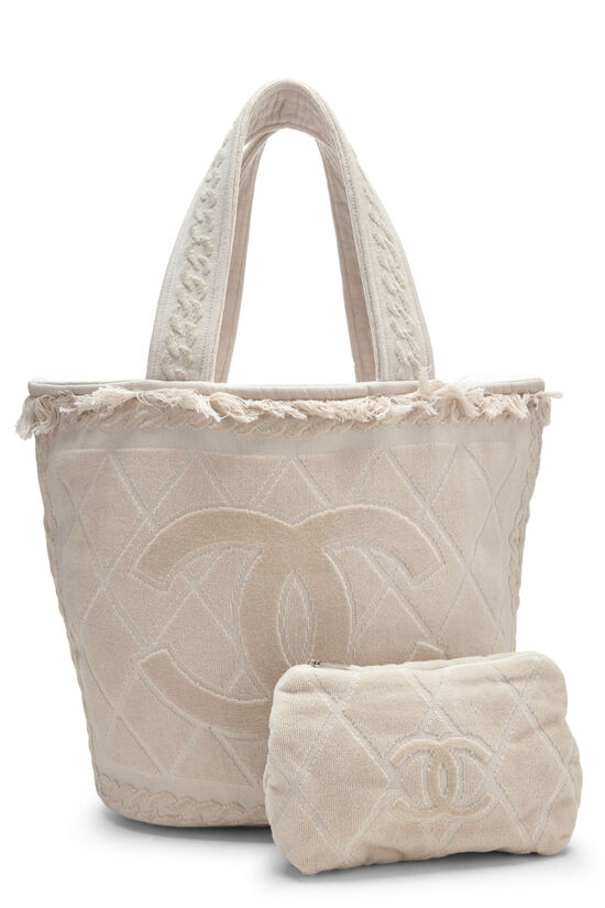 Beige Terry Cloth Beach Tote Set, , large image number 5