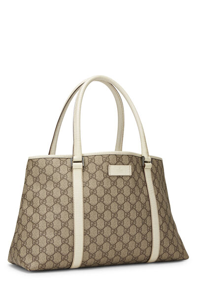 White GG Supreme Canvas Tote Large, , large