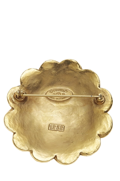 Gold 'CC' Coin Flower PIn, , large