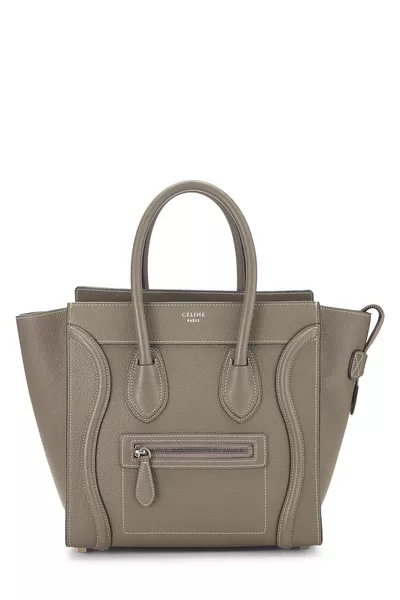 Grey Drummed Calfskin Luggage Micro