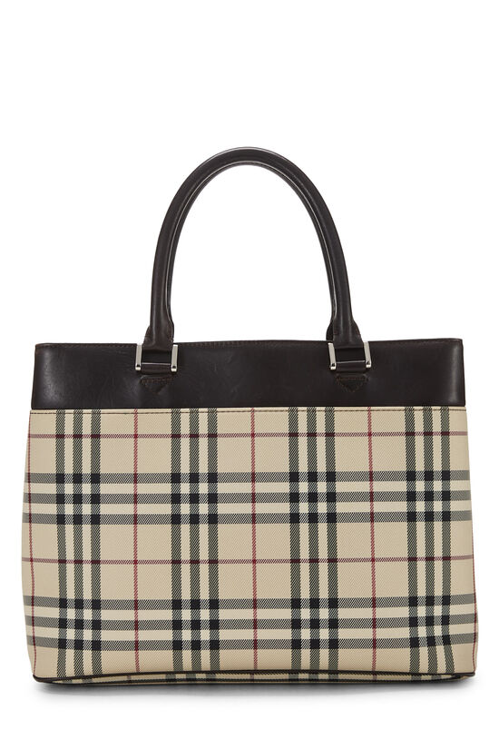 Brown Nylon House Check Handbag Medium, , large image number 3