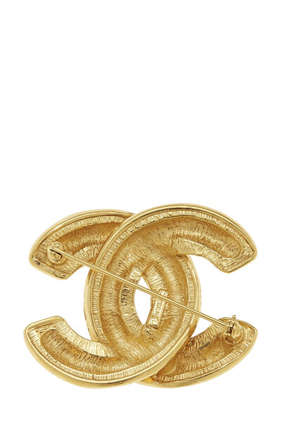 Gold Quilted 'CC' Pin Medium, , large