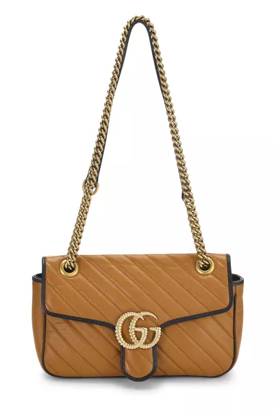 Gucci Brown Leather GG Marmont Crossbody Small