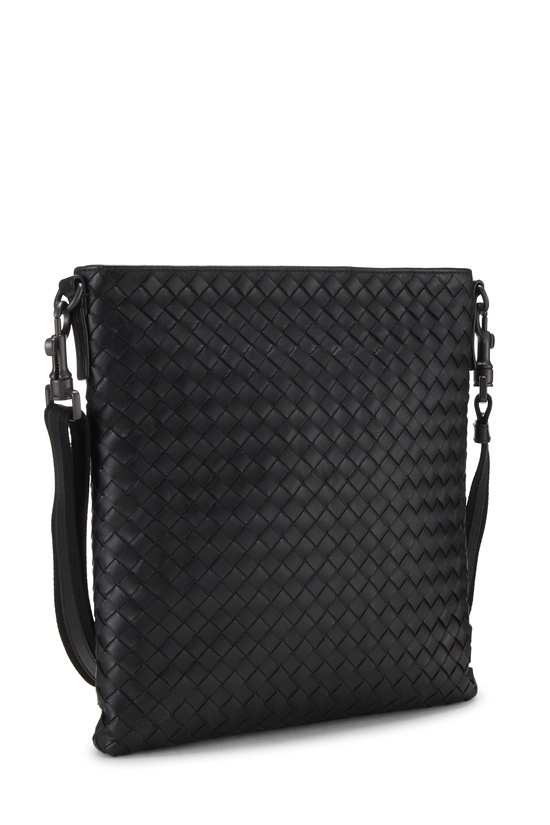 Black Intrecciato Flat Messenger Bag, , large image number 1