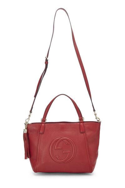 Red Grained Leather Soho Top Handle Bag, , large