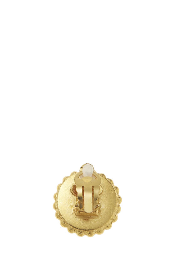 Black & Gold 'CC' Round Dot Border Earrings, , large image number 2