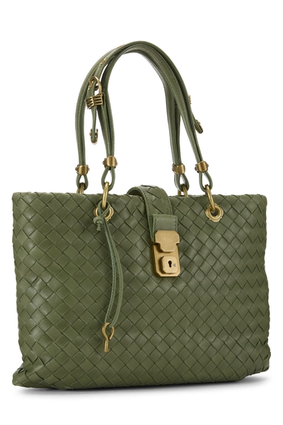 Green Intrecciato Capri Tote Small, , large