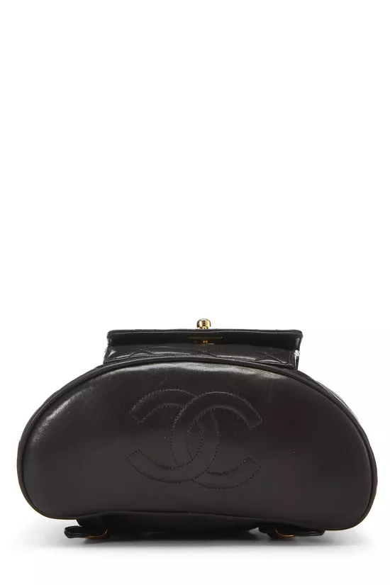 Black Quilted Lambskin 'CC' Classic Backpack Medium, , large image number 4