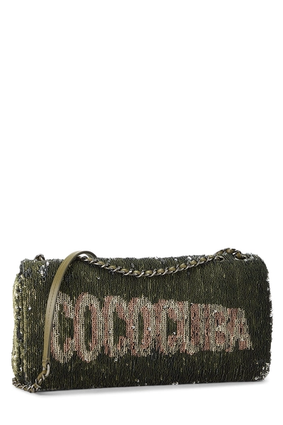 Paris-Cuba Olive Sequin Clutch, , large